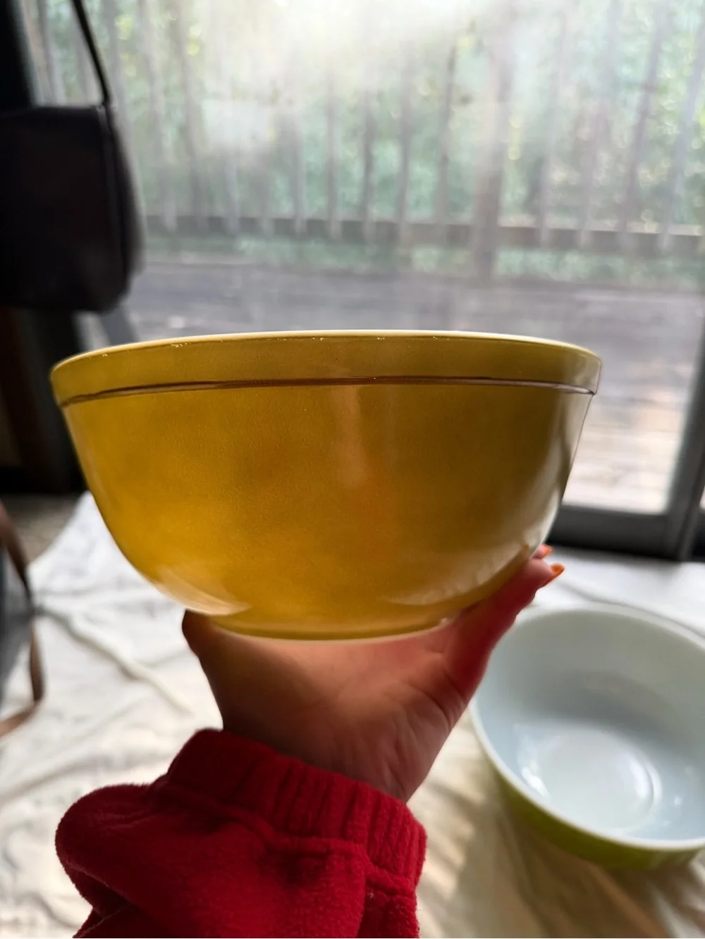 Vintage Pyrex 401–404 Nesting Mixing Bowl Set Green Yellow MCM